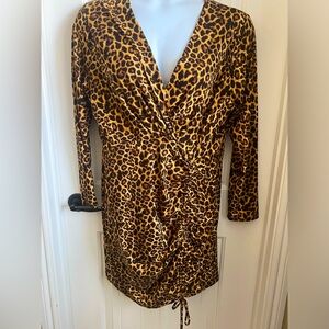 Blue Leopard Brand Surplice Bodice w/Vertical Drawstring & L/Sleeves, Size 3X